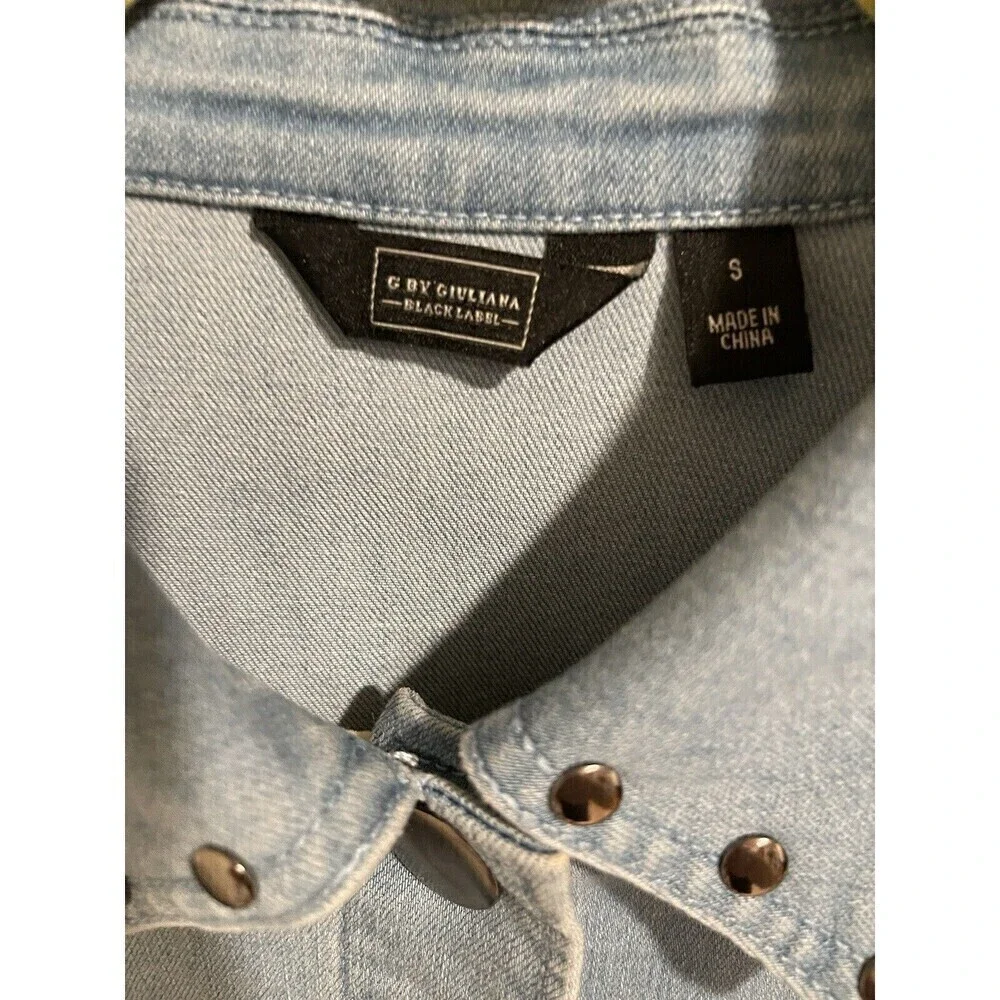 G by Giuliana Black Label EcoChic Denim Studded Shacket - Picture 3 of 7